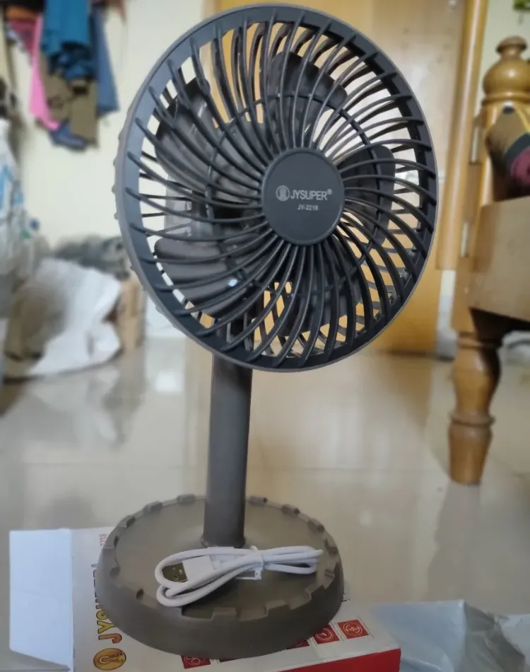 JY Super JY-2217 Multicolor AC DC Rechargeable Portable Mini Table Fan